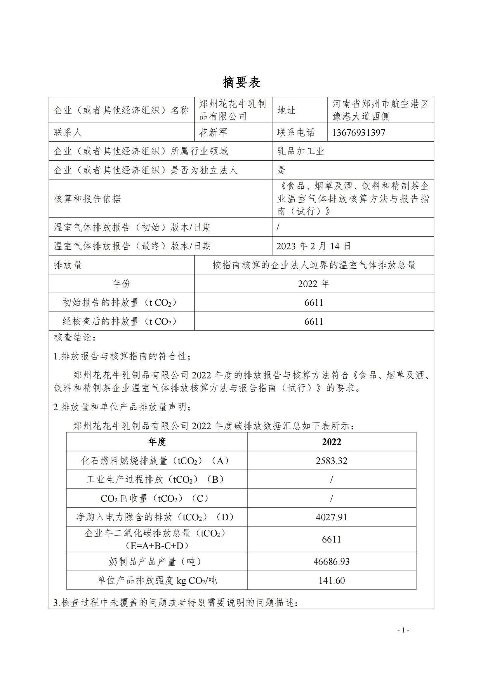 《郑州米兰app登录入口_米兰online(中国)乳制品有限公司2022年度温室气体排放核查报告》公示